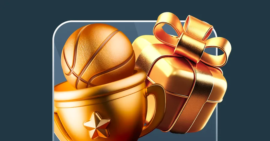 Icono de balón de básquet y regalo usado en sus anuncios de redes